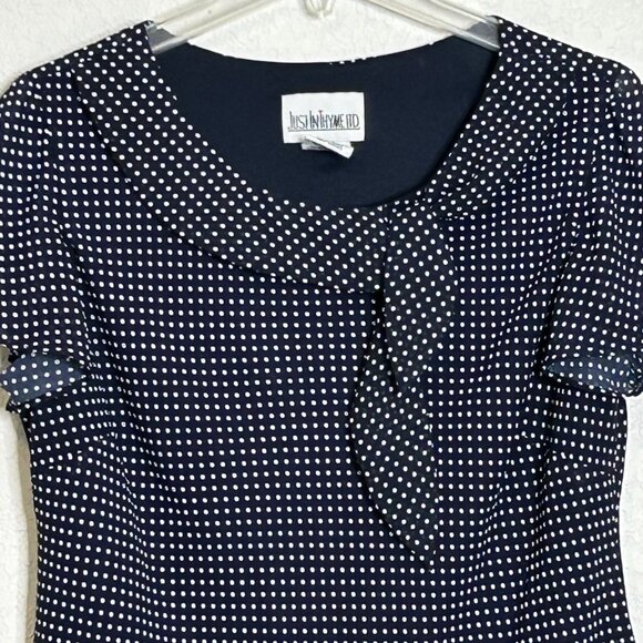 Just In Thyme LTD Tops - Just In Thyme LTD Women's Blouse Navy Blue and White Polka Dot size 14